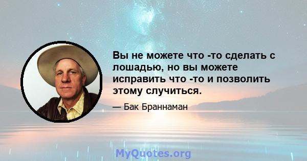 Вы не можете что -то сделать с лошадью, но вы можете исправить что -то и позволить этому случиться.