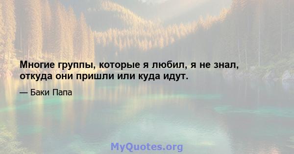 Многие группы, которые я любил, я не знал, откуда они пришли или куда идут.