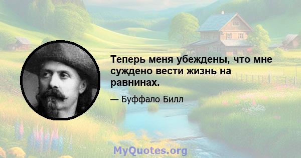 Теперь меня убеждены, что мне суждено вести жизнь на равнинах.