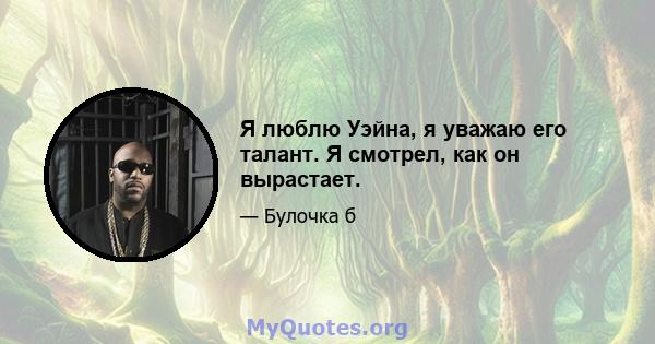 Я люблю Уэйна, я уважаю его талант. Я смотрел, как он вырастает.