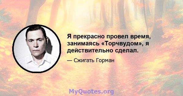 Я прекрасно провел время, занимаясь «Торчвудом», я действительно сделал.