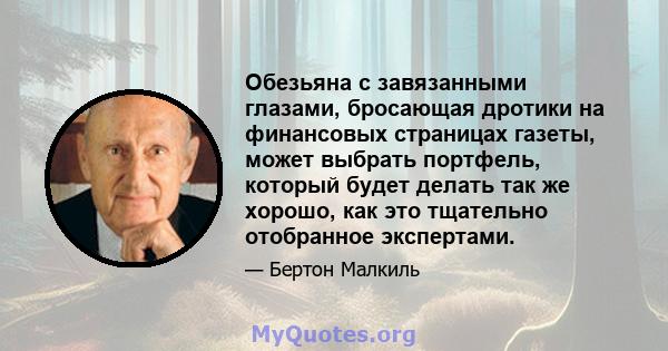 Обезьяна с завязанными глазами, бросающая дротики на финансовых страницах газеты, может выбрать портфель, который будет делать так же хорошо, как это тщательно отобранное экспертами.