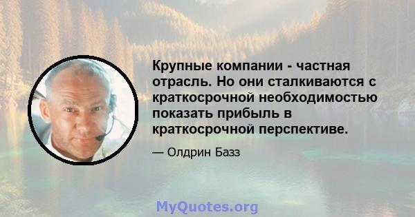 Крупные компании - частная отрасль. Но они сталкиваются с краткосрочной необходимостью показать прибыль в краткосрочной перспективе.