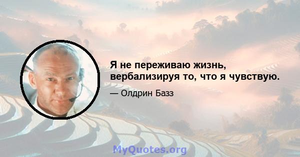 Я не переживаю жизнь, вербализируя то, что я чувствую.