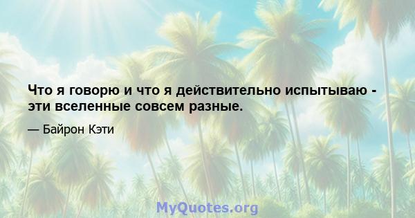 Что я говорю и что я действительно испытываю - эти вселенные совсем разные.