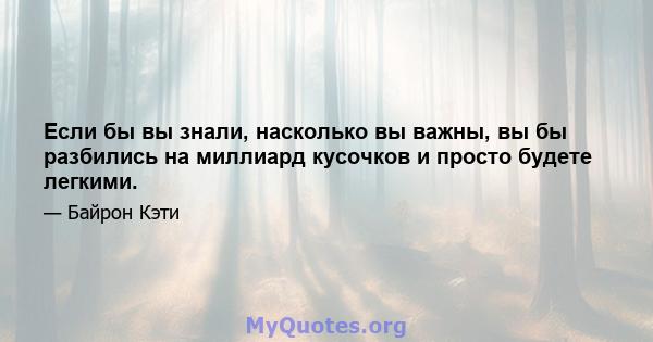 Если бы вы знали, насколько вы важны, вы бы разбились на миллиард кусочков и просто будете легкими.