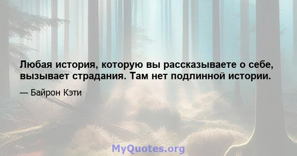 Любая история, которую вы рассказываете о себе, вызывает страдания. Там нет подлинной истории.