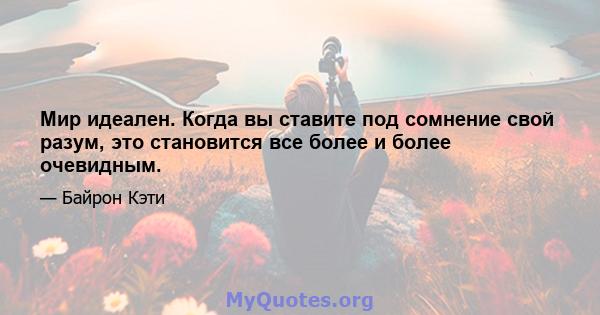 Мир идеален. Когда вы ставите под сомнение свой разум, это становится все более и более очевидным.