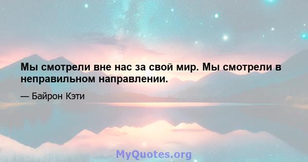 Мы смотрели вне нас за свой мир. Мы смотрели в неправильном направлении.