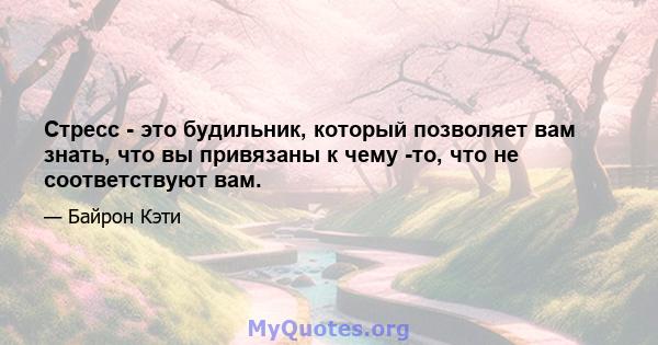 Стресс - это будильник, который позволяет вам знать, что вы привязаны к чему -то, что не соответствуют вам.