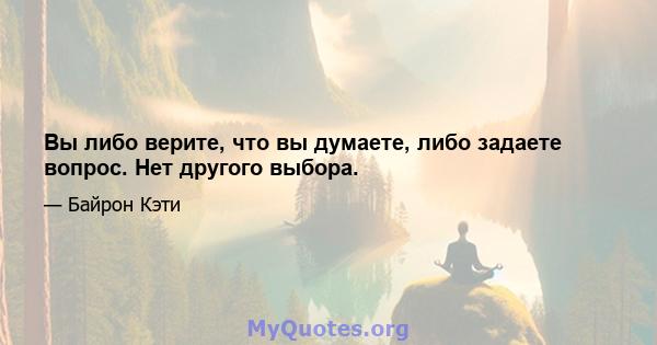 Вы либо верите, что вы думаете, либо задаете вопрос. Нет другого выбора.