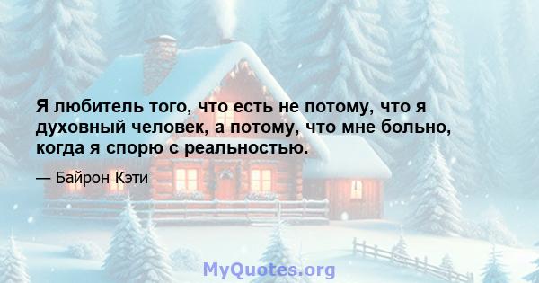 Я любитель того, что есть не потому, что я духовный человек, а потому, что мне больно, когда я спорю с реальностью.