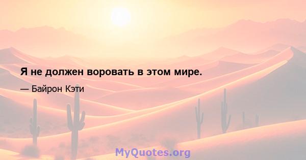 Я не должен воровать в этом мире.