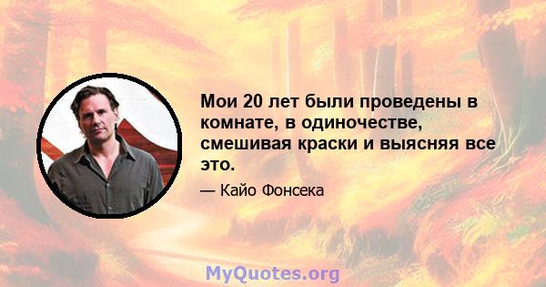 Мои 20 лет были проведены в комнате, в одиночестве, смешивая краски и выясняя все это.