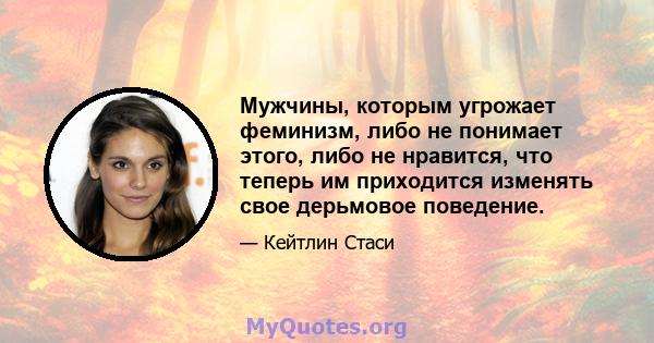 Мужчины, которым угрожает феминизм, либо не понимает этого, либо не нравится, что теперь им приходится изменять свое дерьмовое поведение.