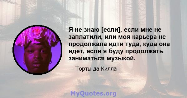 Я не знаю [если], если мне не заплатили, или моя карьера не продолжала идти туда, куда она идет, если я буду продолжать заниматься музыкой.