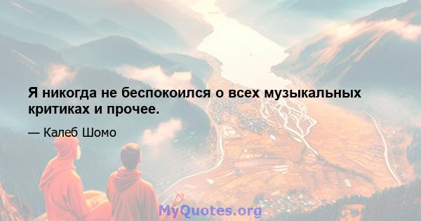 Я никогда не беспокоился о всех музыкальных критиках и прочее.