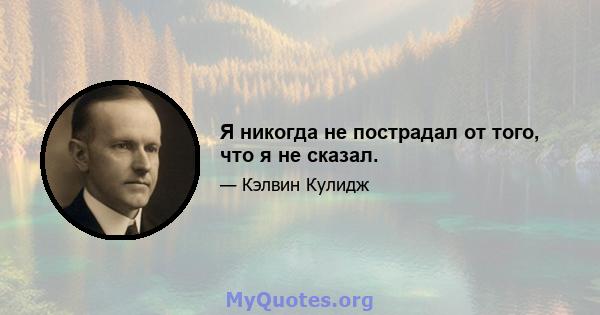 Я никогда не пострадал от того, что я не сказал.