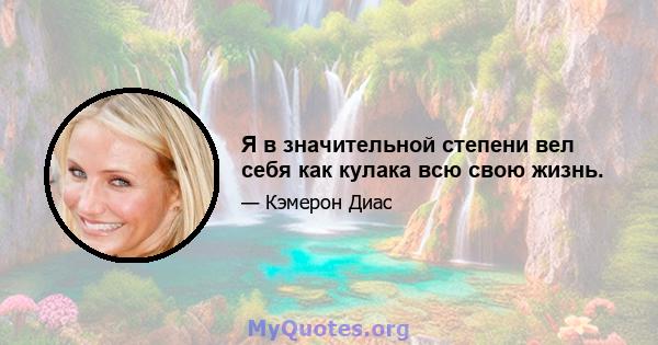 Я в значительной степени вел себя как кулака всю свою жизнь.