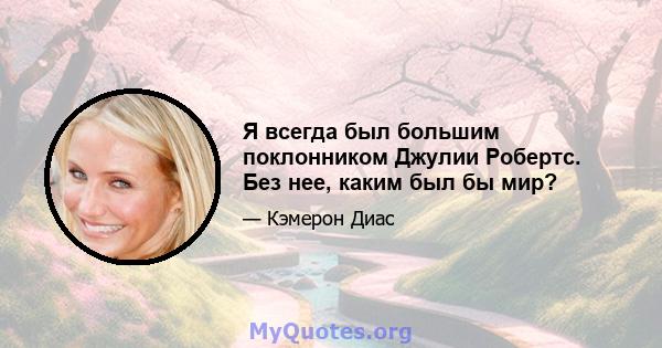 Я всегда был большим поклонником Джулии Робертс. Без нее, каким был бы мир?