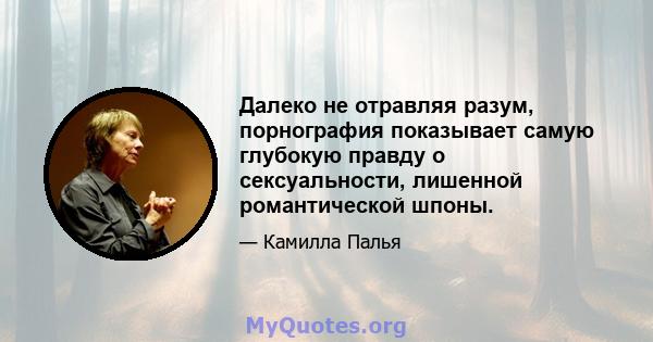 Далеко не отравляя разум, порнография показывает самую глубокую правду о сексуальности, лишенной романтической шпоны.