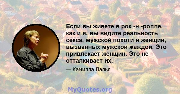 Если вы живете в рок -н -ролле, как и я, вы видите реальность секса, мужской похоти и женщин, вызванных мужской жаждой. Это привлекает женщин. Это не отталкивает их.