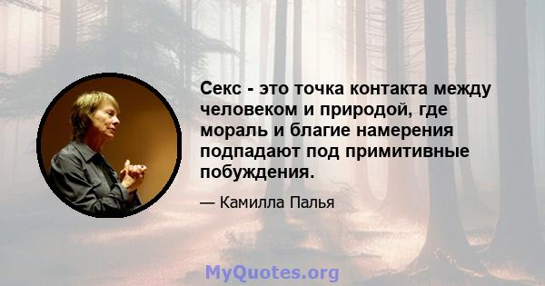 Секс - это точка контакта между человеком и природой, где мораль и благие намерения подпадают под примитивные побуждения.