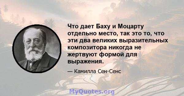 Что дает Баху и Моцарту отдельно место, так это то, что эти два великих выразительных композитора никогда не жертвуют формой для выражения.