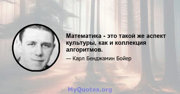 Математика - это такой же аспект культуры, как и коллекция алгоритмов.