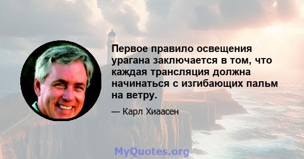 Первое правило освещения урагана заключается в том, что каждая трансляция должна начинаться с изгибающих пальм на ветру.