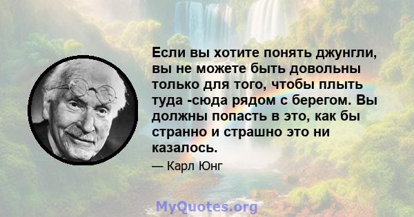 Если вы хотите понять джунгли, вы не можете быть довольны только для того, чтобы плыть туда -сюда рядом с берегом. Вы должны попасть в это, как бы странно и страшно это ни казалось.