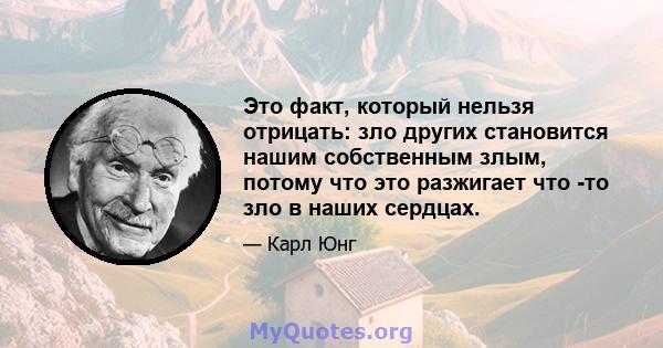 Это факт, который нельзя отрицать: зло других становится нашим собственным злым, потому что это разжигает что -то зло в наших сердцах.