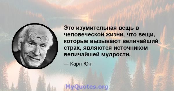 Это изумительная вещь в человеческой жизни, что вещи, которые вызывают величайший страх, являются источником величайшей мудрости.