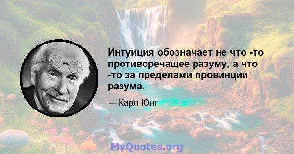 Интуиция обозначает не что -то противоречащее разуму, а что -то за пределами провинции разума.