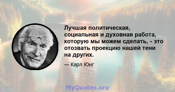 Лучшая политическая, социальная и духовная работа, которую мы можем сделать, - это отозвать проекцию нашей тени на других.