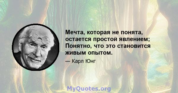 Мечта, которая не понята, остается простой явлением; Понятно, что это становится живым опытом.