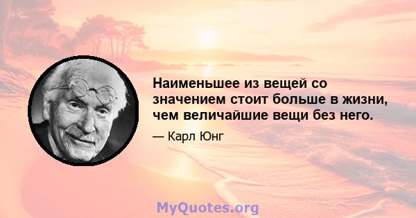 Наименьшее из вещей со значением стоит больше в жизни, чем величайшие вещи без него.