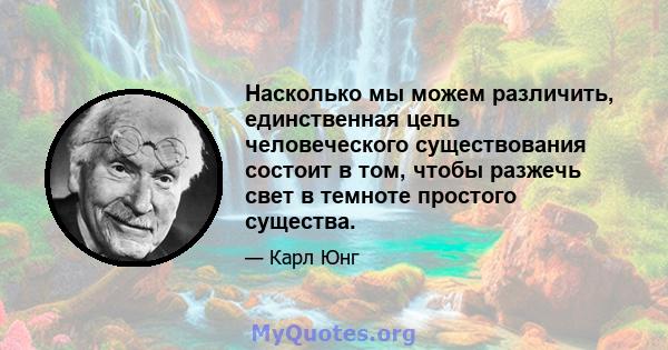 Насколько мы можем различить, единственная цель человеческого существования состоит в том, чтобы разжечь свет в темноте простого существа.