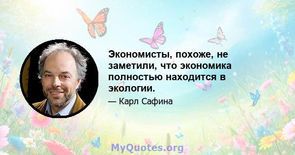 Экономисты, похоже, не заметили, что экономика полностью находится в экологии.