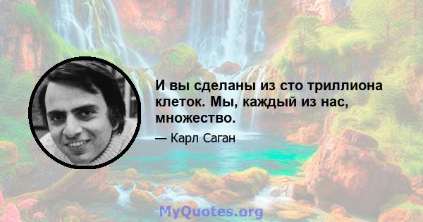 И вы сделаны из сто триллиона клеток. Мы, каждый из нас, множество.