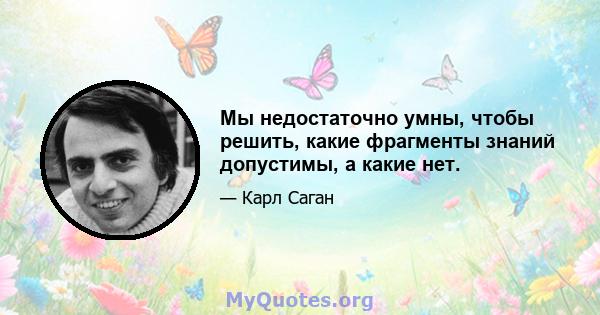 Мы недостаточно умны, чтобы решить, какие фрагменты знаний допустимы, а какие нет.