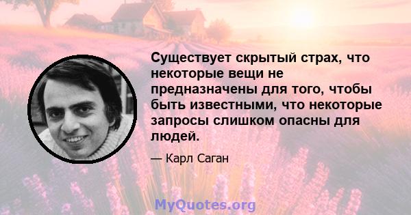 Существует скрытый страх, что некоторые вещи не предназначены для того, чтобы быть известными, что некоторые запросы слишком опасны для людей.