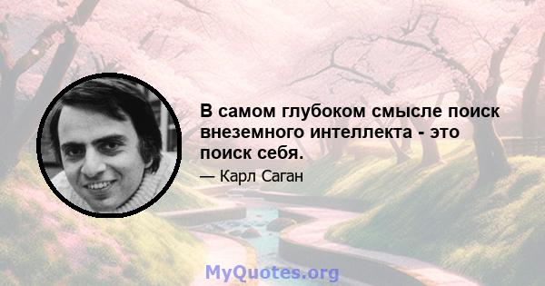 В самом глубоком смысле поиск внеземного интеллекта - это поиск себя.