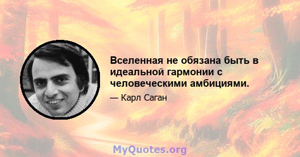 Вселенная не обязана быть в идеальной гармонии с человеческими амбициями.