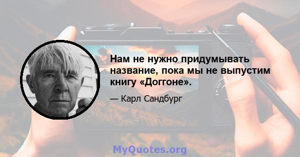 Нам не нужно придумывать название, пока мы не выпустим книгу «Доггоне».