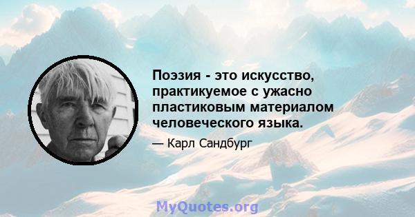 Поэзия - это искусство, практикуемое с ужасно пластиковым материалом человеческого языка.