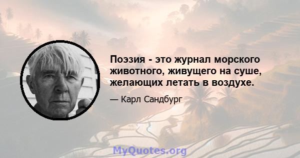 Поэзия - это журнал морского животного, живущего на суше, желающих летать в воздухе.