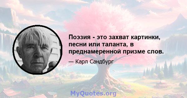 Поэзия - это захват картинки, песни или таланта, в преднамеренной призме слов.