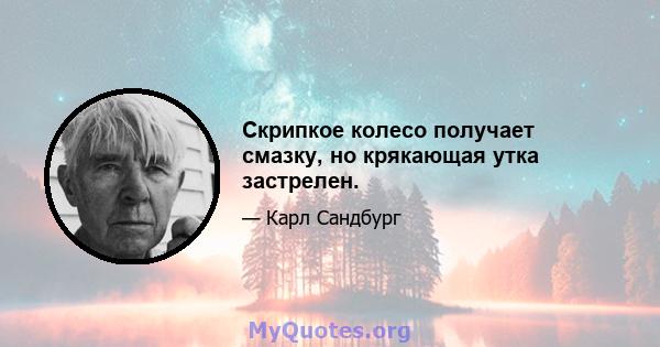 Скрипкое колесо получает смазку, но крякающая утка застрелен.