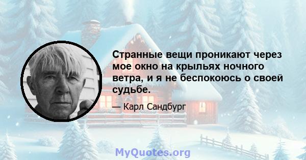 Странные вещи проникают через мое окно на крыльях ночного ветра, и я не беспокоюсь о своей судьбе.